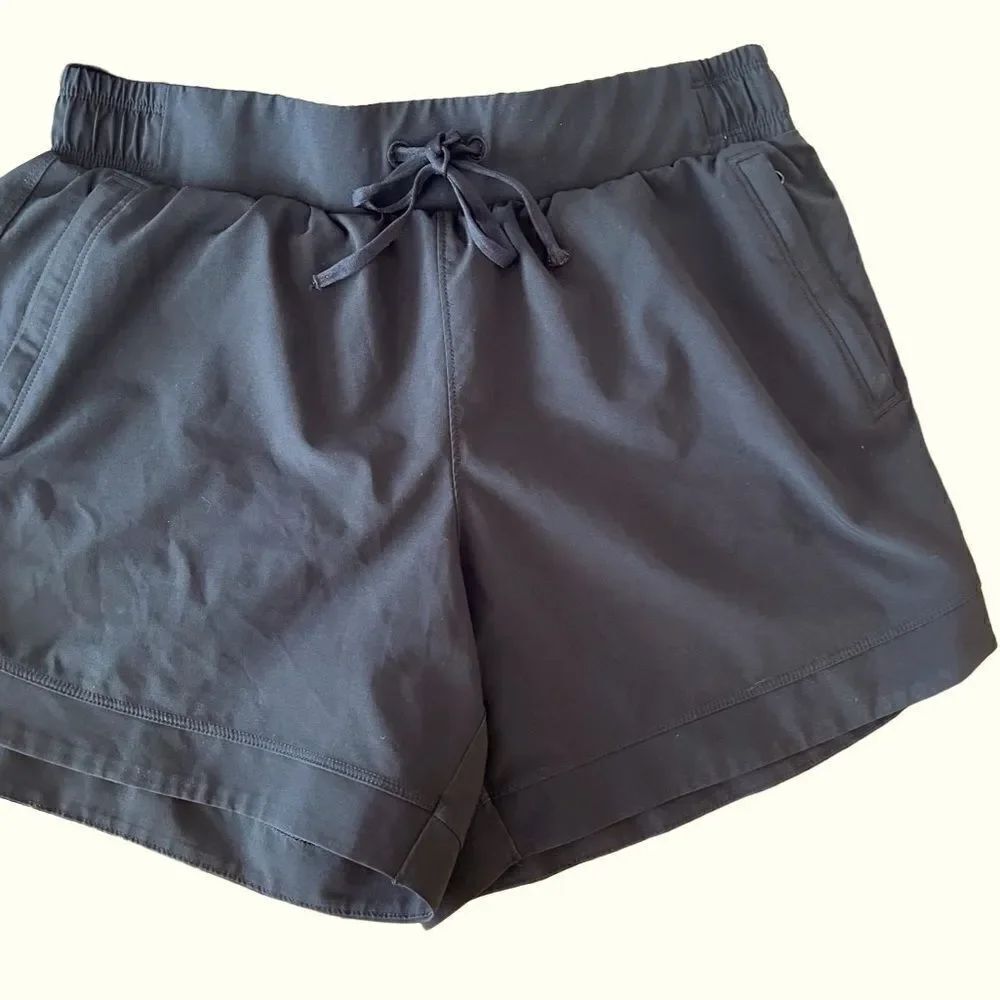 CALIA black elastic waistband with drawstring shorts